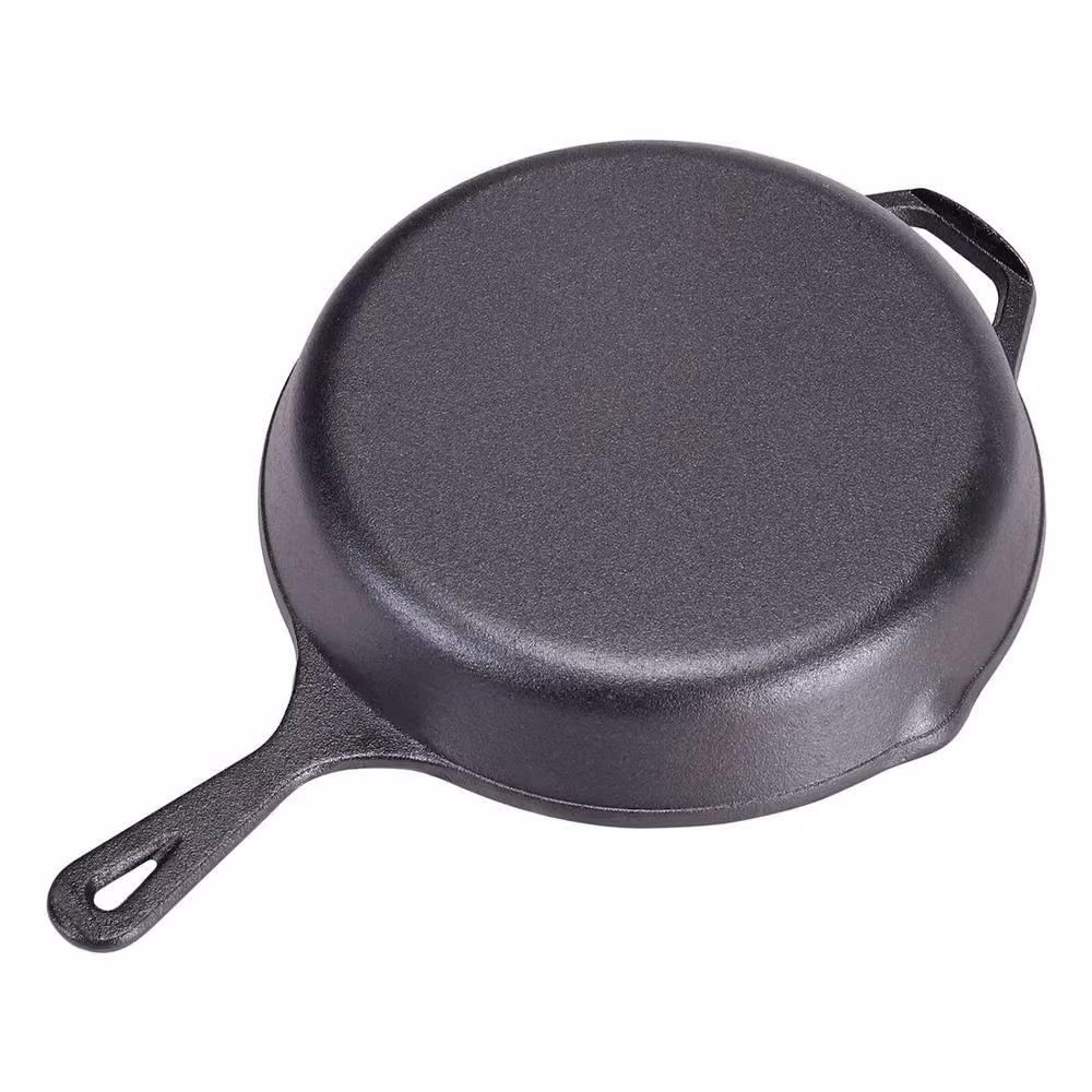 NESTLUNE Black Enamelled Cast Iron Non-Stick Grill Pan with Pouring Spout – 4