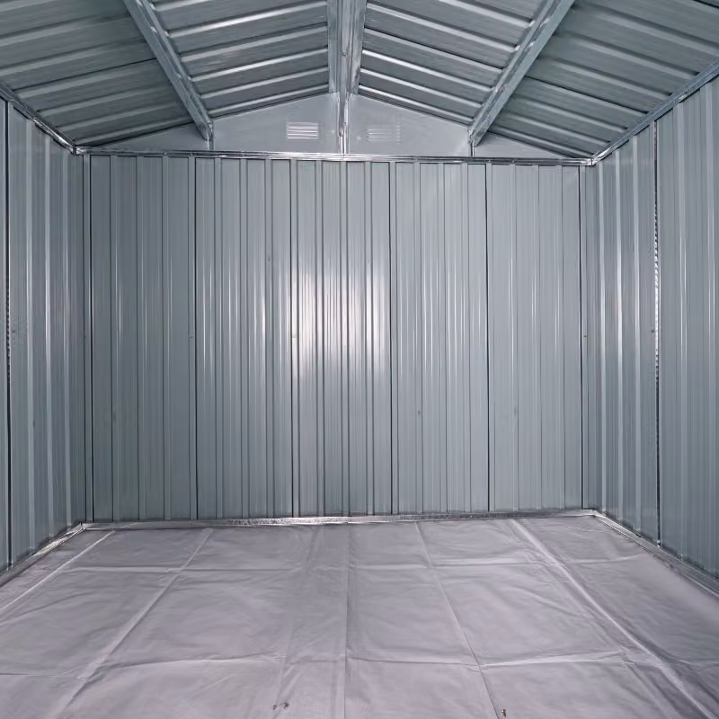 Outsunny Galvanised Steel Shed with Double Doors in Light Grey – 4