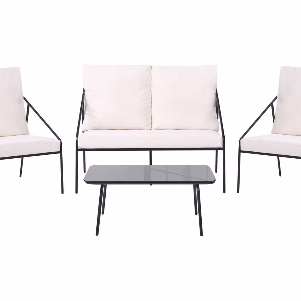 Wyld and Coco Black Metal Outdoor 4-Seater Set with Removable Covers – 2