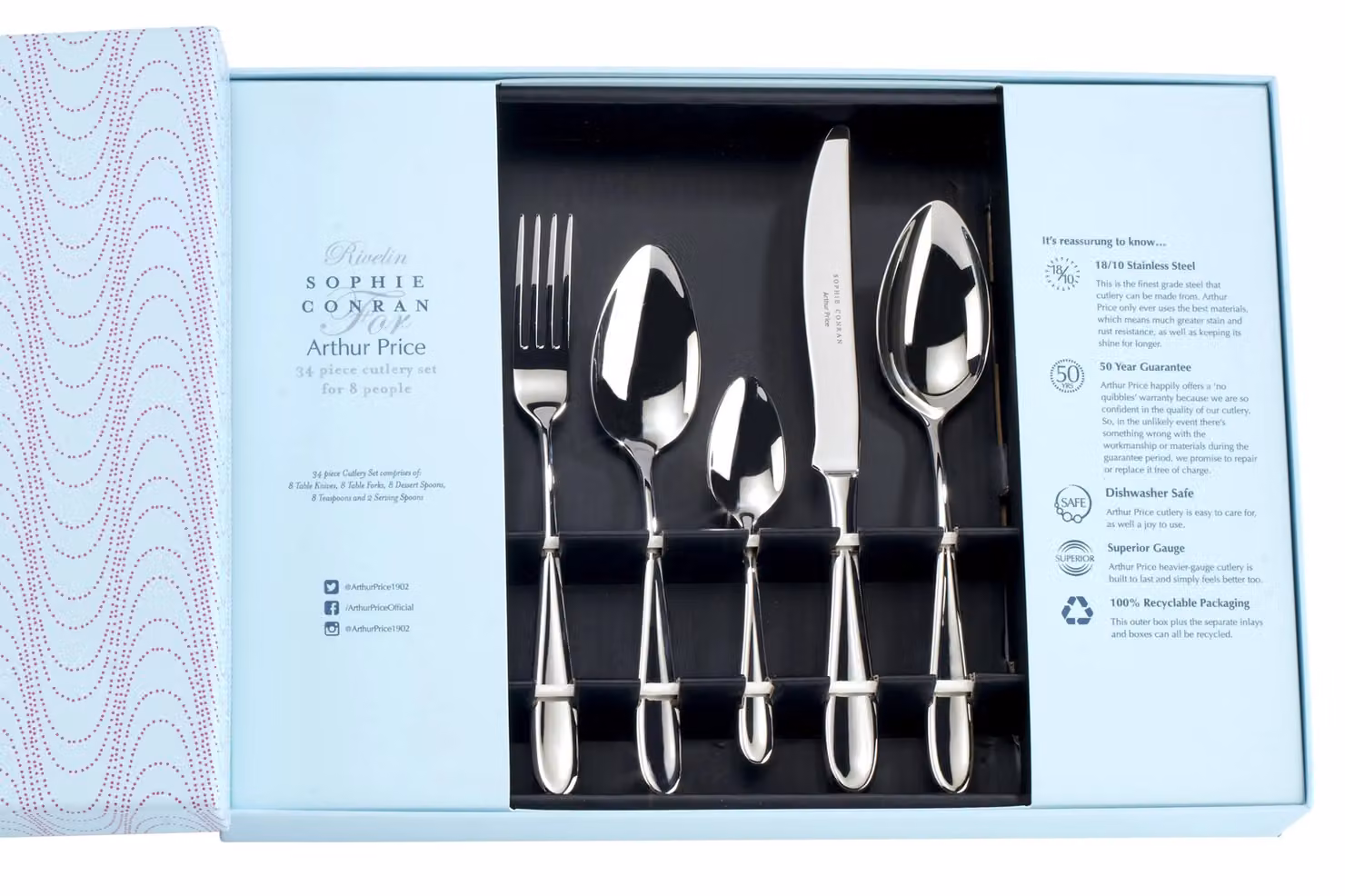 Arthur Price Sophie Conran Rivelin 34 Piece 8 Person Stainless Steel Cutlery Set in Silver – 2