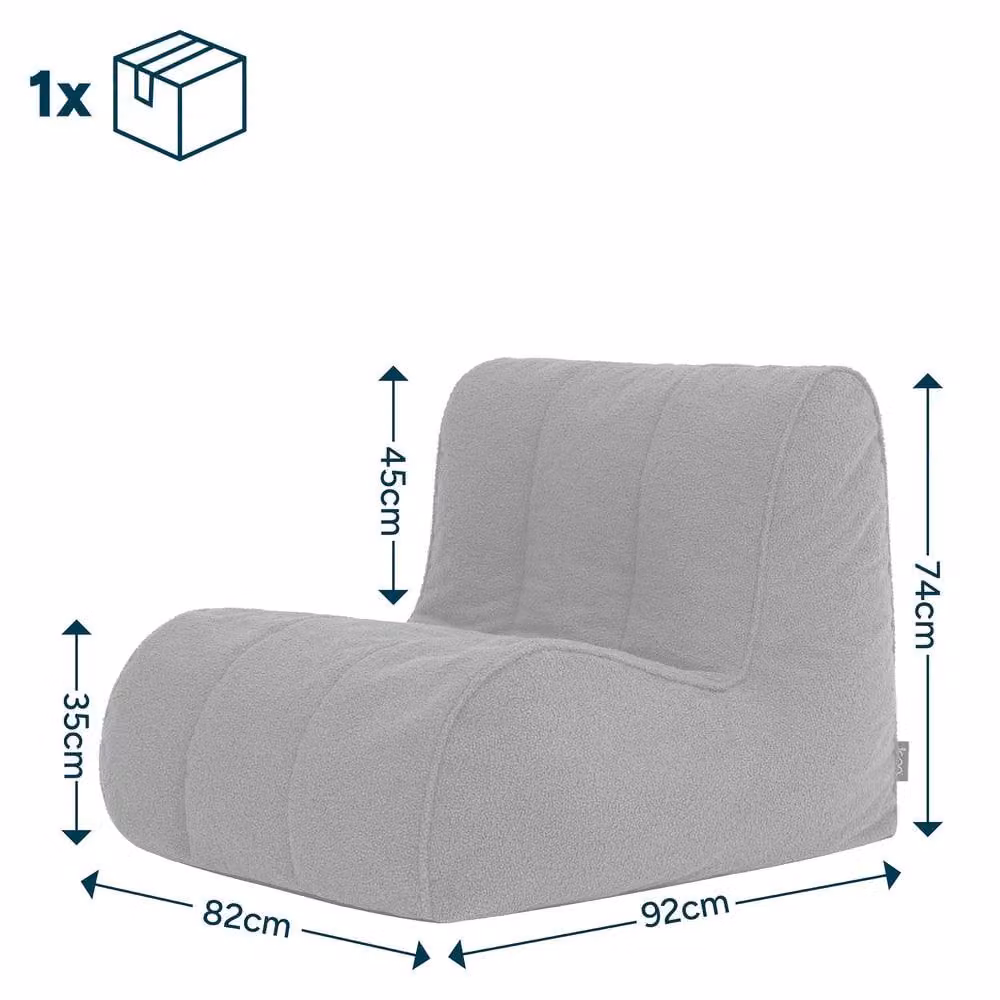 ICON Swoop Boucle Accent Chair Bean Bag in Beige/White – 2