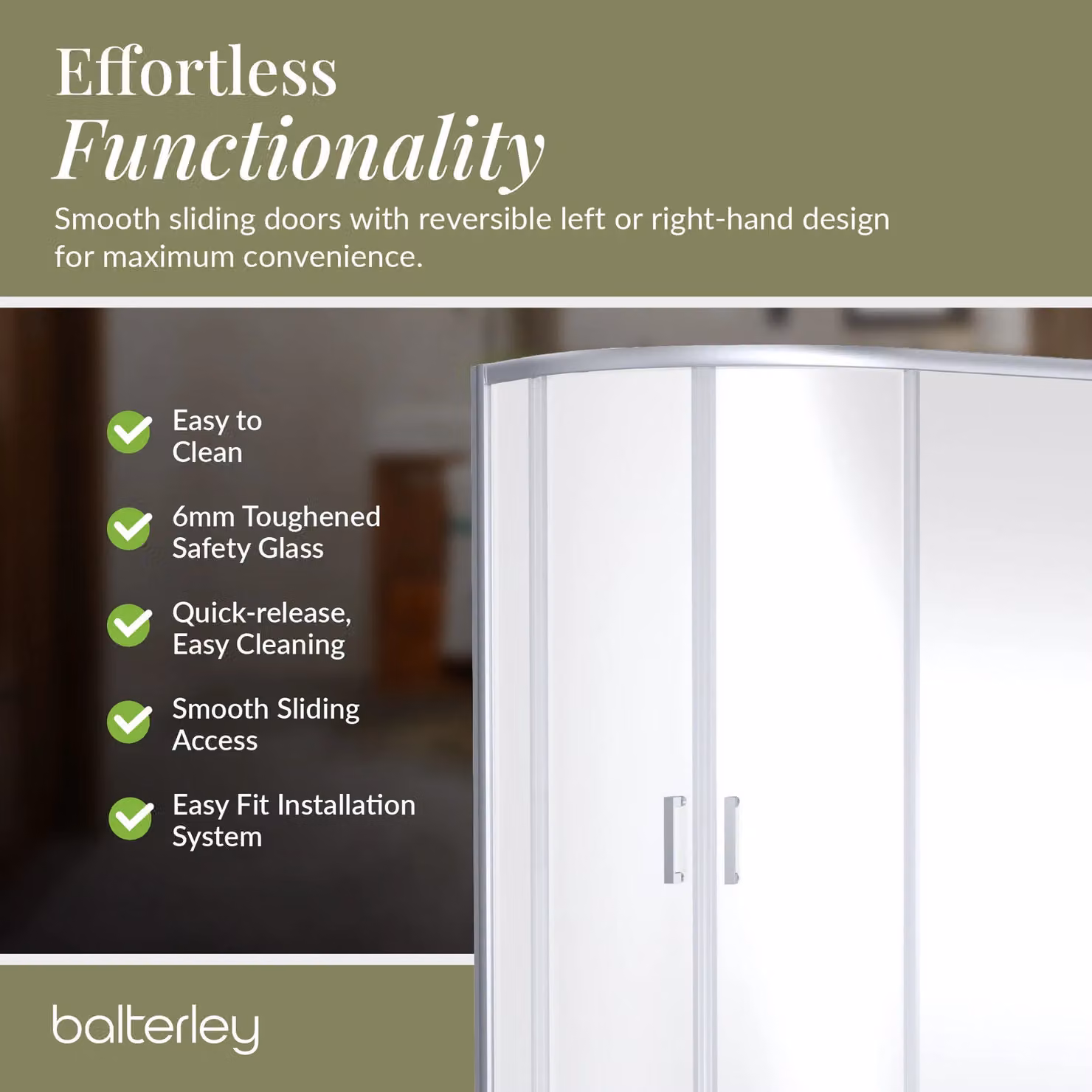 Balterley 6mm Glass Offset Quadrant Shower Enclosure, Silver, W/D/H: 120 x 190 x 90 cm – 3