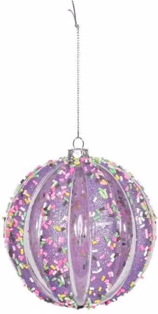 KDMD Purple Sequin Glass Christmas Bauble, Diameter: 10 cm