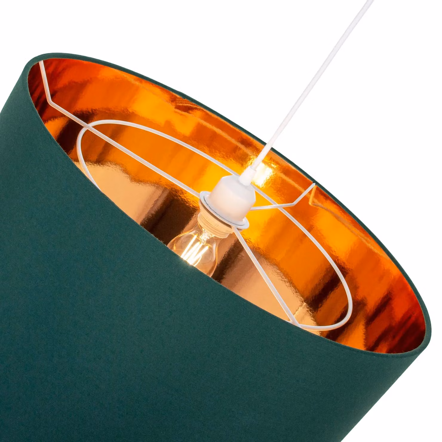 Happy Homewares Modern Green Cotton Cylinder Drum Lamp Shade with Shiny Copper Inner, Diameter: 25.4 cm – 7
