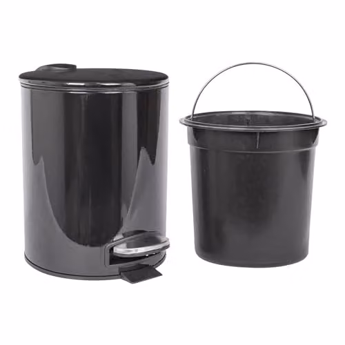 Harbour Housewares 5L Round Stainless Steel Pedal Bin with Removable Inner Bucket in Black – 2