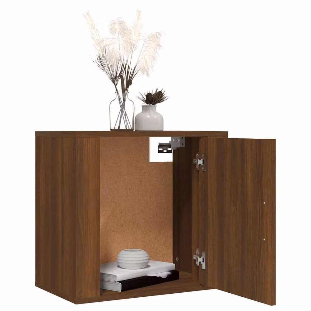 Berkfield Home Wall-mounted Bedside Cabinets, 2 Pack, Brown Oak, W: 50 cm, D: 30 cm, H: 47 cm – 3