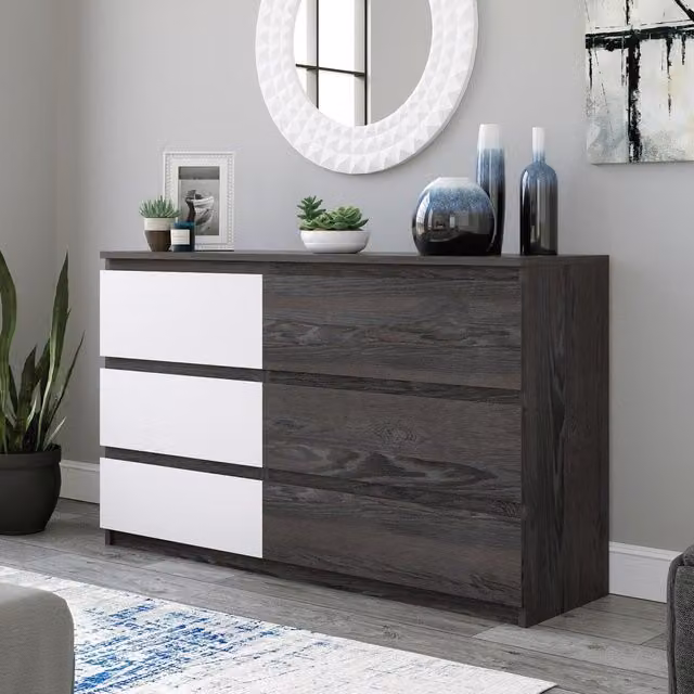 Teknik Hudson 6 Drawer Chest in Charcoal Ash Oak