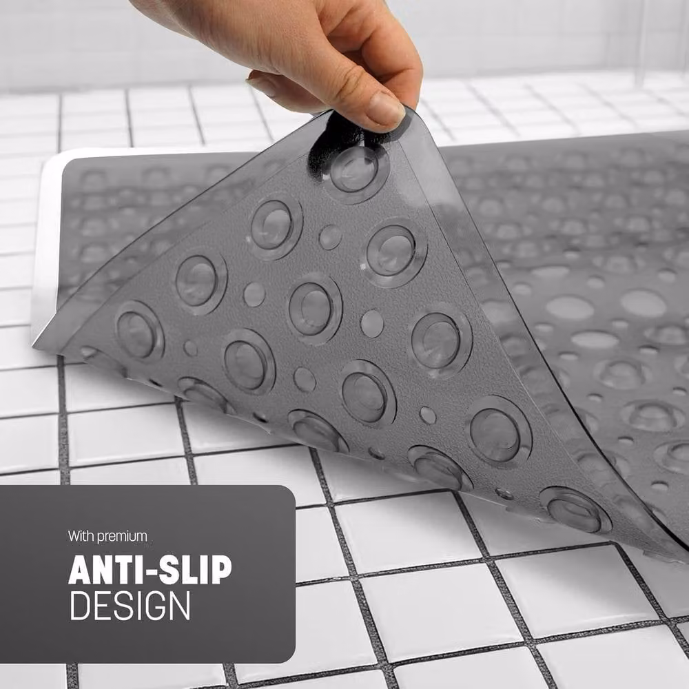 Keplin Non-Slip Rectangular Shower Mat in Grey, Machine Washable and Mould Resistant, W: 54 cm x D: 54 cm – 5