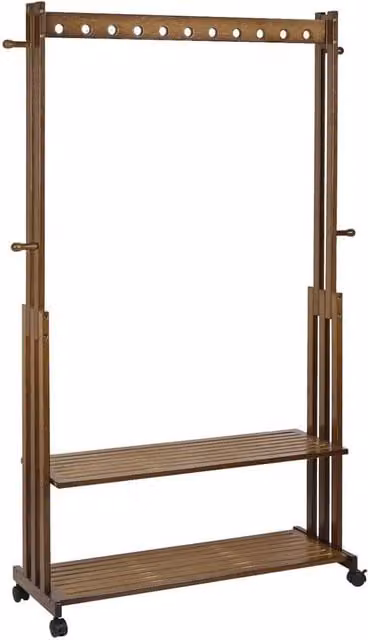 KORVIXA Bamboo Hanging Clothes Rail with Dual Hook and Rail Matrix in Brown, Width: 90 cm – 1