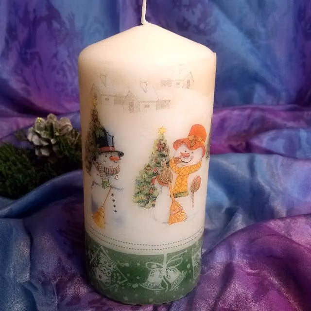 Viki Christmas Snowman Candle in White