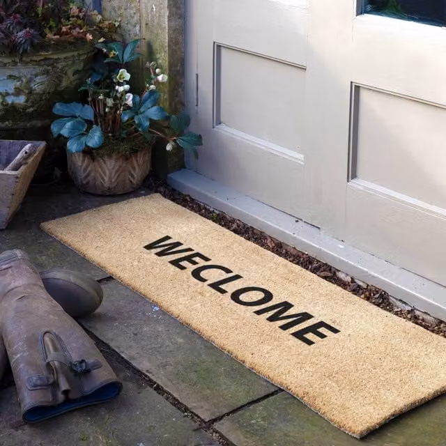 Artsy Mats Welcome Quote Coir Doormat in Brown, W/D: 120 x 40 cm – 1