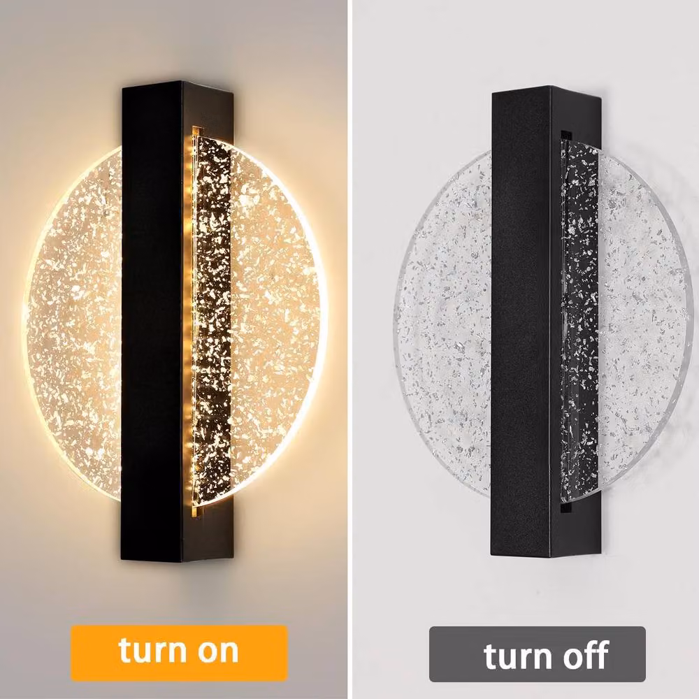 Goeco Modern Round LED Wall Light, 12W, 3000K Warm White, Black and Silver – 6