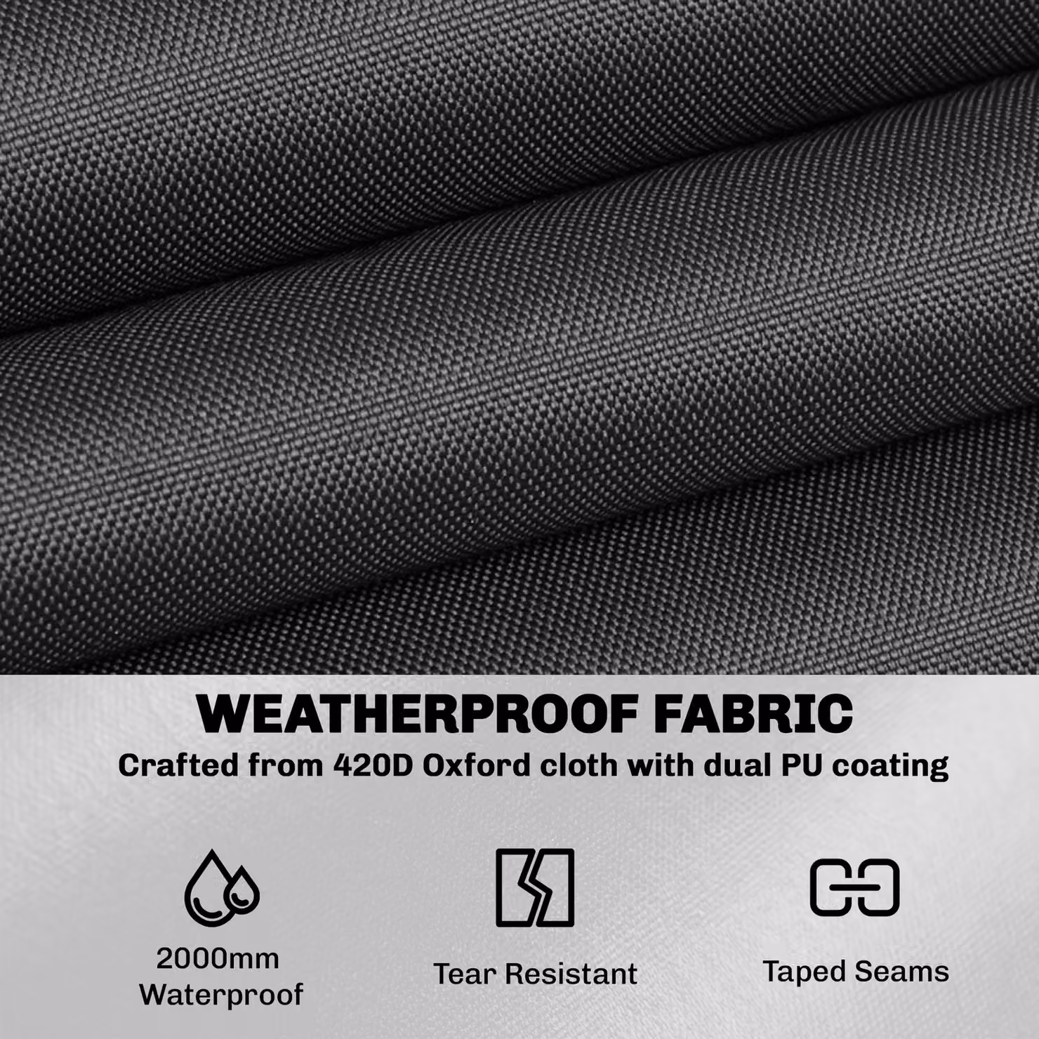 Outsunny Waterproof Round Garden Table Cover, Heavy Duty 420D Oxford Polyester, Black, Diameter: 214 cm, Height: 70 cm – 4