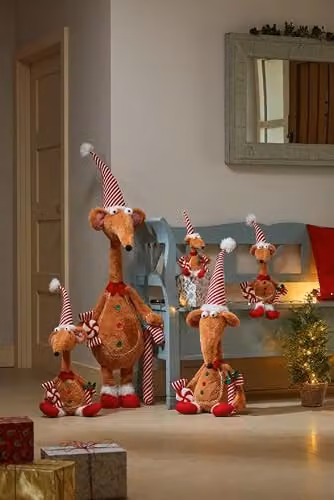 Smart Solar Gingerbread Rat Pack Christmas Decoration in Brown, Height: 33 cm – 1