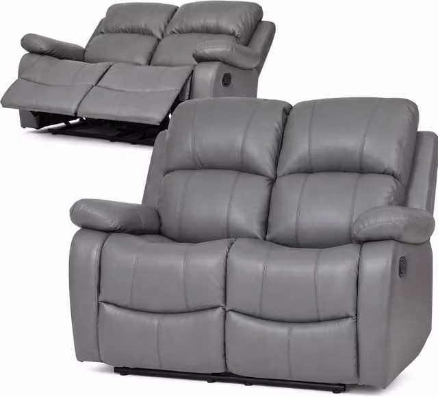 Bravich LTD 2 Seater Bonded Leather Recliner Sofa in Grey – 1