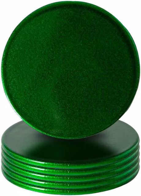 Argon Tableware Green Melamine Round Coasters, Pack of 6, Diameter: 10 cm