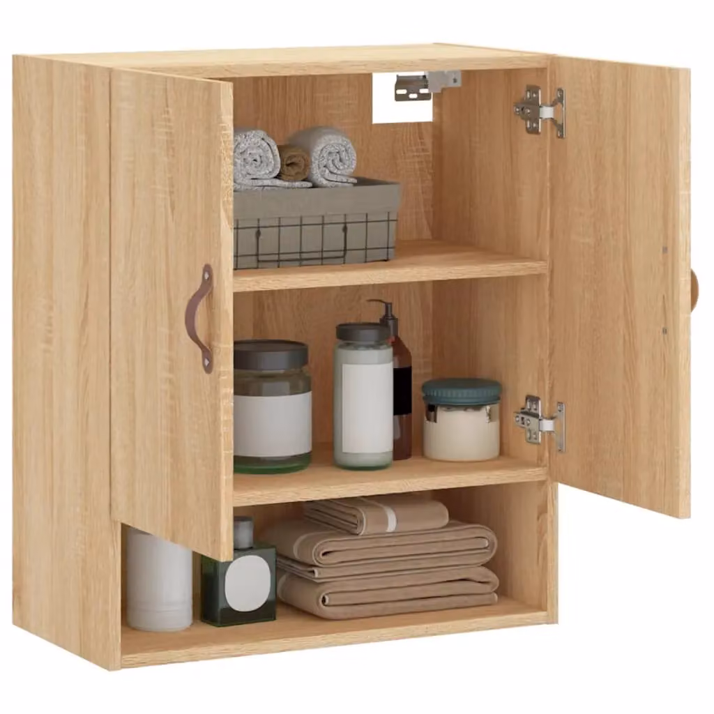 Berkfield Home Sonoma Oak Wall Cabinet in Brown, W: 60 cm, D: 31 cm, H: 70 cm – 3