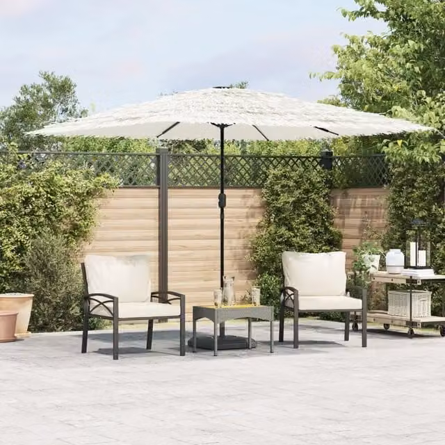 Berkfield Home Garden Parasol in White with Steel Pole, W/D/H: 290 x 290 x 238 cm – 1