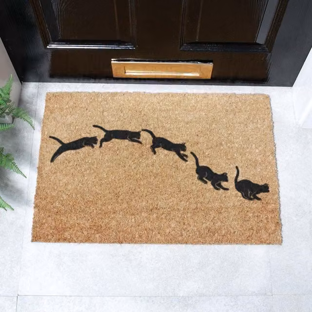 Artsy Mats Jumping Cats Doormat in Brown, W/D: 60 x 40 cm – 1