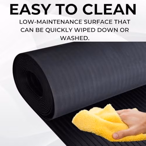 Ark Mat Wide Ribbed Rubber Roll Flooring Matting in Black, W: 2 m x L: 4 m, Thickness: 3 mm – 4