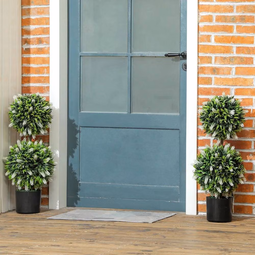 NESTLUNE Set of 2 Green Artificial Potted Trees, H 100 cm x W 15 cm – 3
