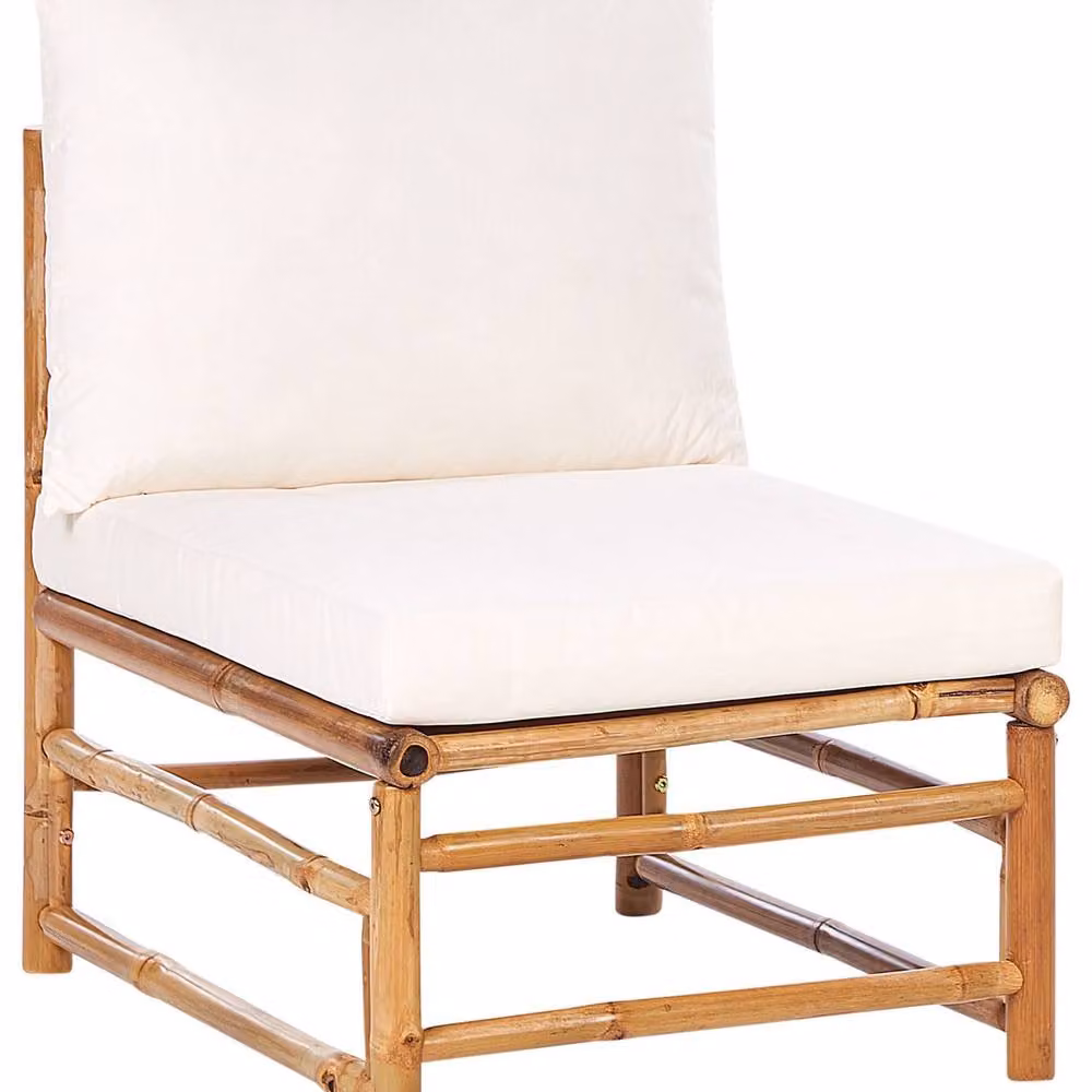 Wyld and Coco 1-Seat Modular Bamboo Chair with White Polyester Cushion – 2