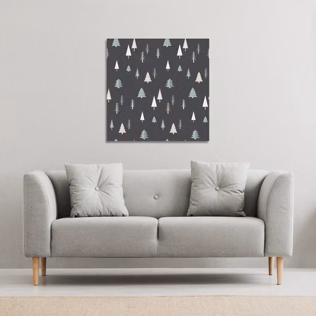 Benjamin Tate Design LTD Christmas Winter Forest Gallery Canvas in Black and Multicolour, W: 90 cm