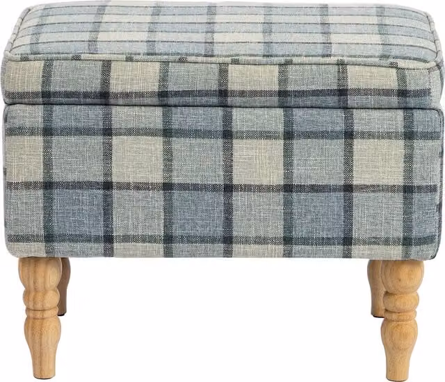 HOMCOM Grey Linen Fabric Upholstered Rectangular Storage Footstool with Removable Top and Hidden Space – 1