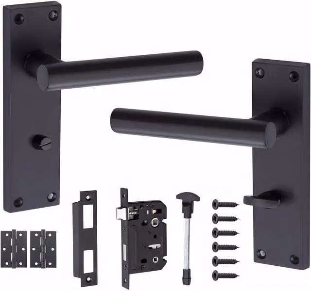 Golden Grace Black Bathroom Toilet Door Handles