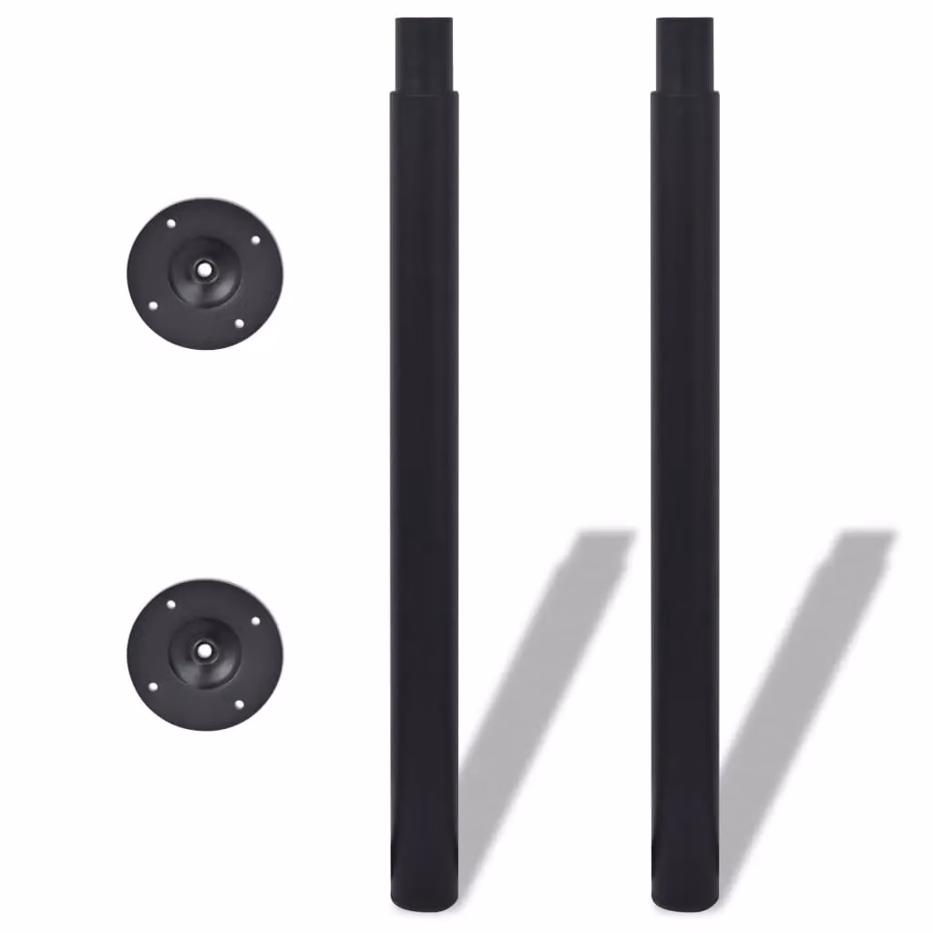 Berkfield Home Set of 4 Black Metal Telescopic Height-Adjustable Table Legs, Height: 710 mm - 1100 mm – 2