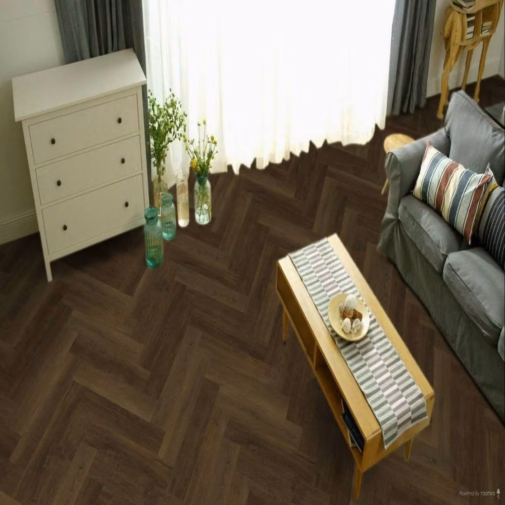 FirmfitORH Walnut Wood Effect Herringbone Luxury Vinyl Tile Click Lock Flooring, Brown – 4