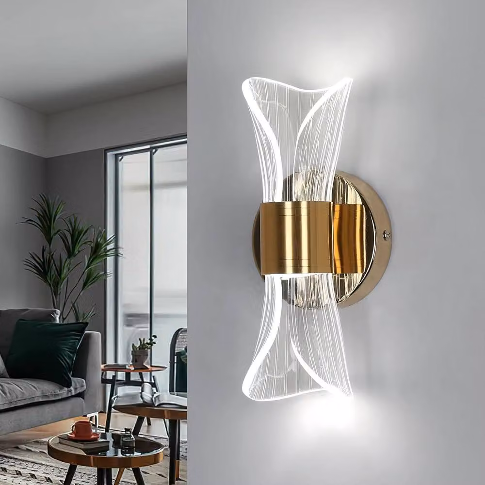 Goeco Dimmable LED Up and Down Wall Light in Gold/Brass – 2