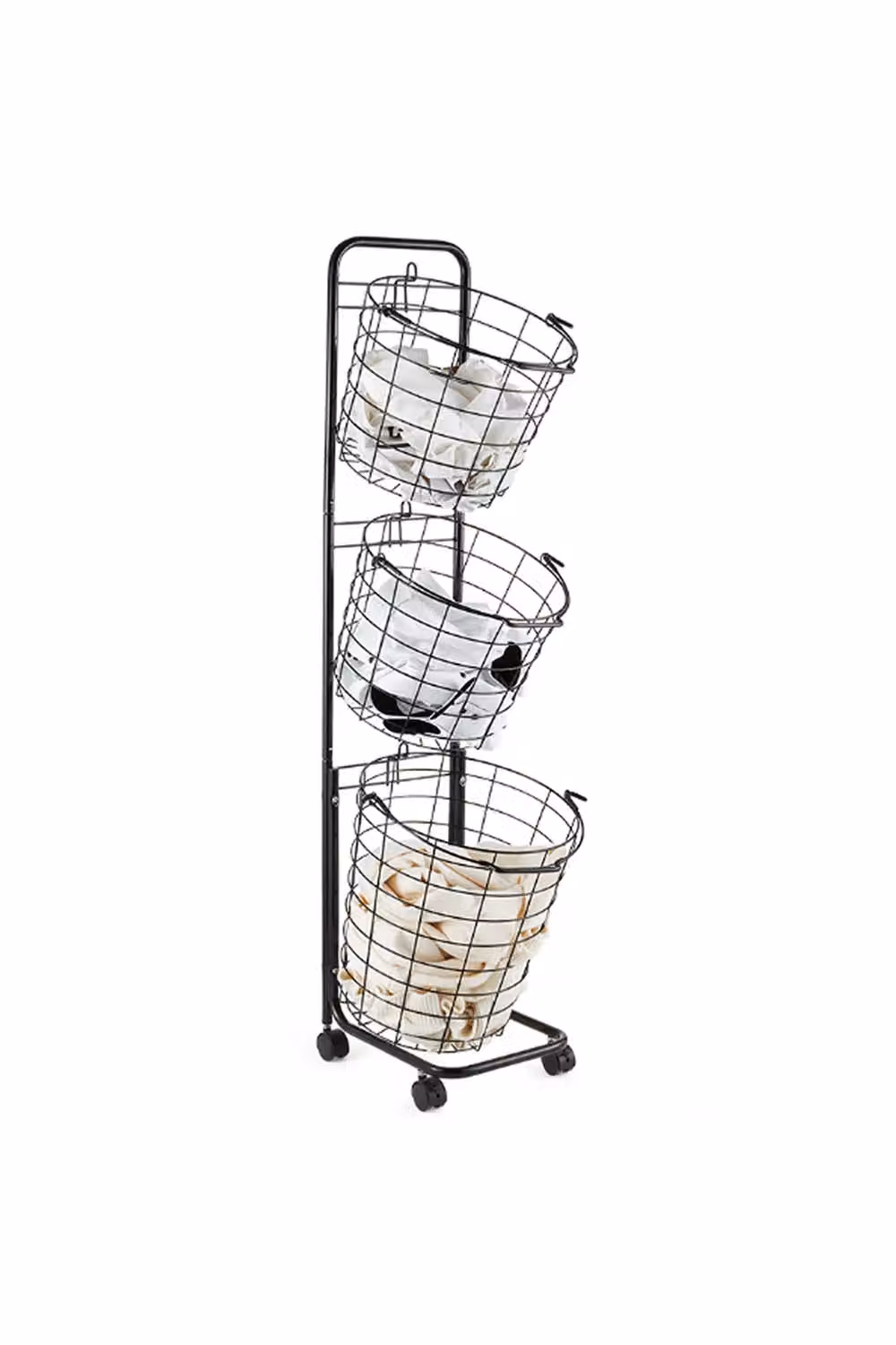 H&O Direct 3-Tier Black Wire Laundry Basket with Detachable Baskets and Wheels – 2