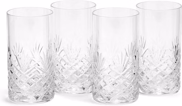 Royal Doulton Set of 4 Transparent Geometric Crystal Highball Tumbler Glasses