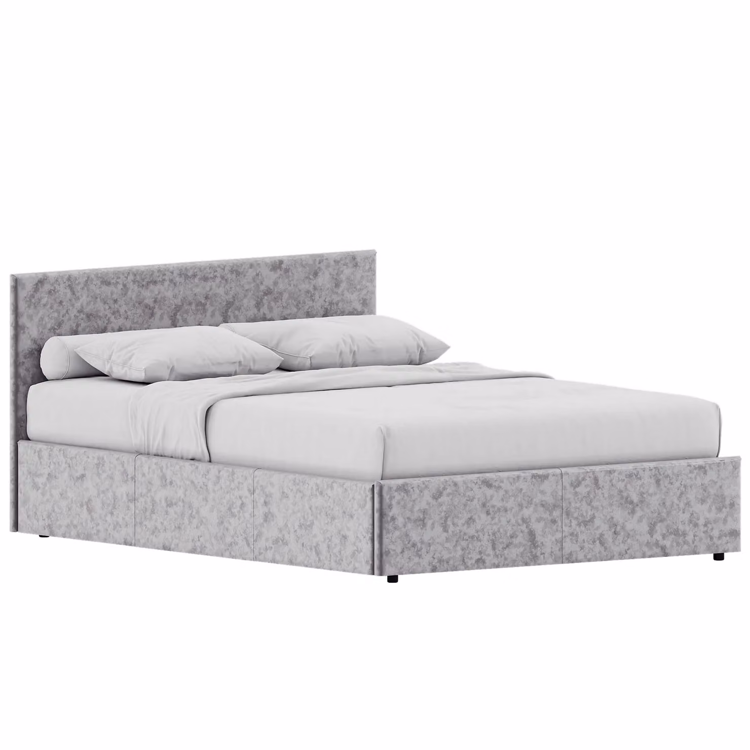 Vida Designs Veronica Double Ottoman Bed in Silver Velvet Fabric, W/D/H: 144 x 82 x 200 cm – 4