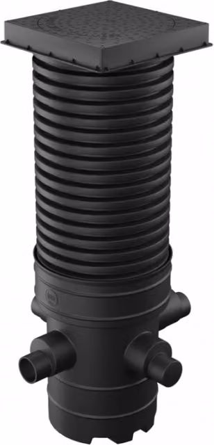Turtle Enviro Catchpit Chamber Set in Black, Diameter: 45 cm, Height: 149.5 cm, for 110 mm and 160 mm Pipes with 110 mm and 160 mm Inlets