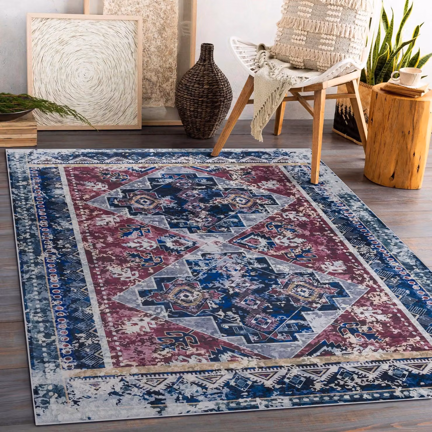 RugsX Andre Rectangular Rug in Red and Multicolour, W: 120 cm, L: 170 cm – 3