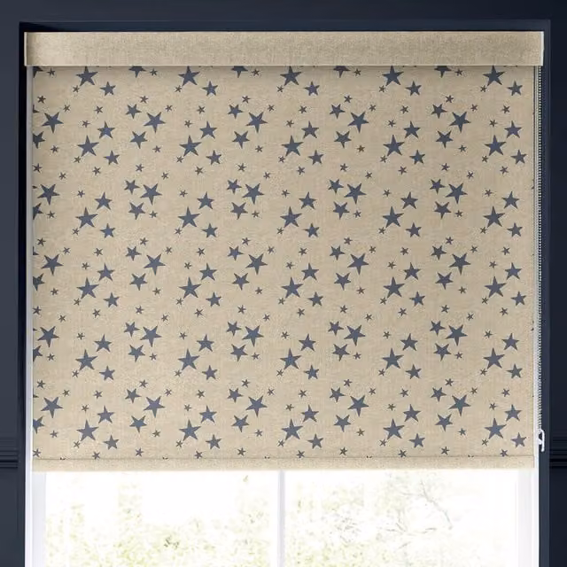 Emily Bond St Maws Made to Measure Indigo Blue Star Pattern Blackout Roller Blind