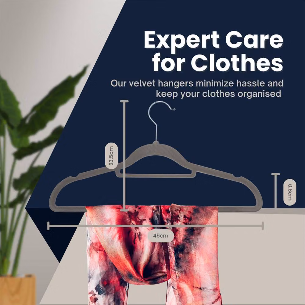 Sasha Morel 50 Pack Non-Slip Velvet Coat Hangers with Tie Organiser and Swivel Hooks, Pink and Grey – 3