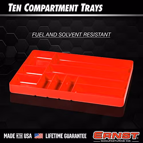 Ernst Manufacturing 10 Compartment Plastic Drawer Organiser Tray, Red – 3