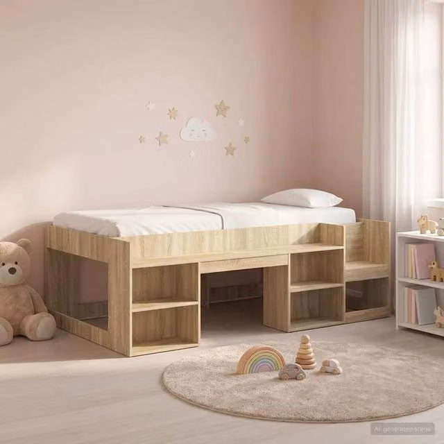 Berkfield Home Kids Bed Frame with Storage in Sonoma Oak Brown, W: 75 cm x L: 190 cm – 1