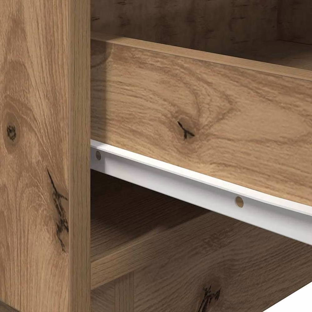 Berkfield Home Artisan Oak Bedside Cabinet with Integrated LED Lights, Brown, W: 45 cm, D: 40 cm, H: 55 cm – 4