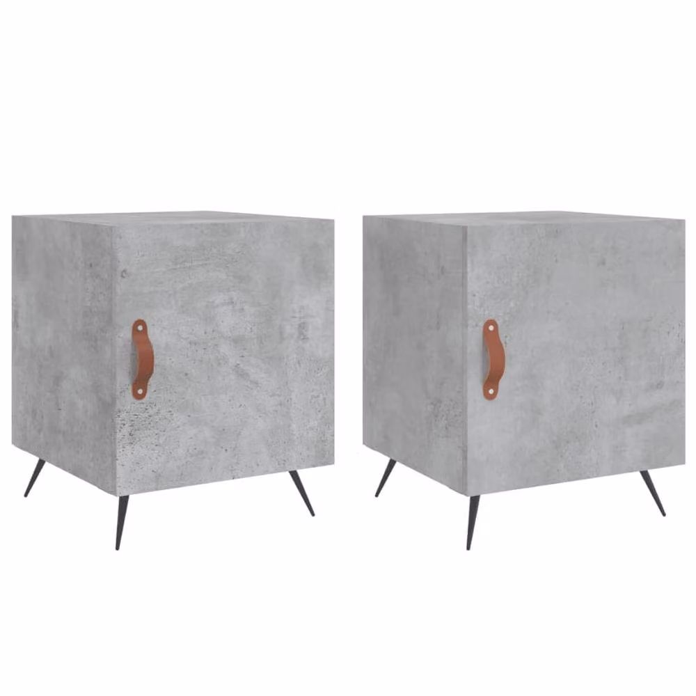 Berkfield Home Modern Bedside Cabinets, 2 Piece, Concrete Grey, W/D/H: 40 x 40 x 50 cm – 2