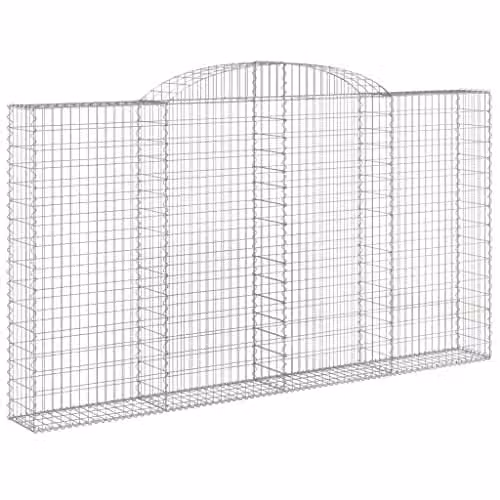 vidaXL Arched Gabion Baskets 2 Pack, Silver Galvanised Steel, W: 300 cm, D: 30 cm, H: 160/180 cm