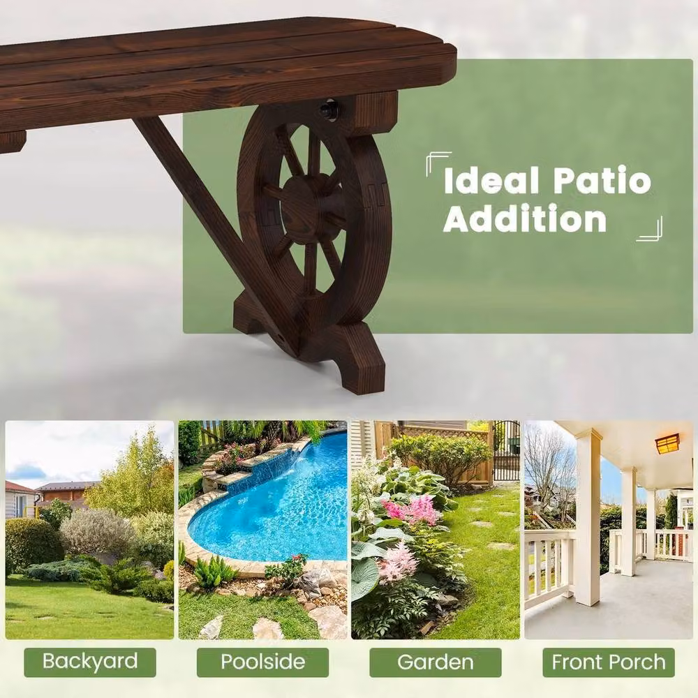 SPETLEK Rustic Brown Wood Garden Bench W/H: 50 x 100 cm – 4
