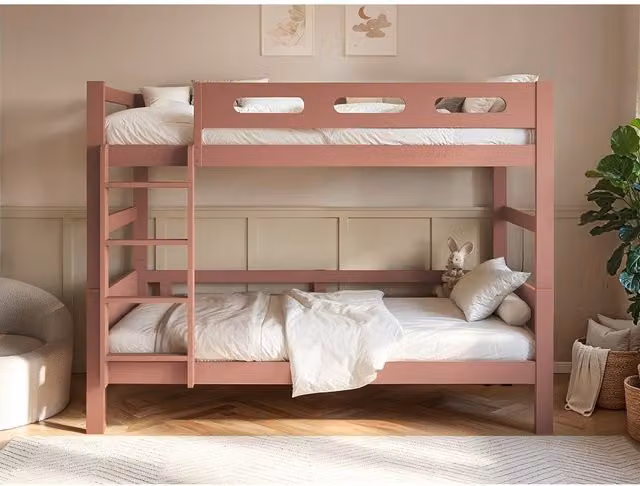 Flair Furnishings Elijah Detachable Wooden Bunk Bed in Pink, W/D/H: 190 x 90 x 195 cm