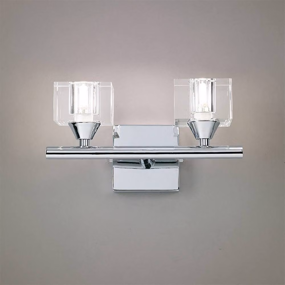 Netlighting Cuadrax Switched 2 Light Wall Lamp in Polished Chrome and Silver with G9 Bulbs – 2