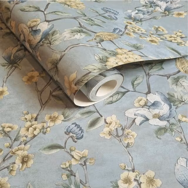 Holden Decor Botanical Floral Nature Wallpaper in Blue