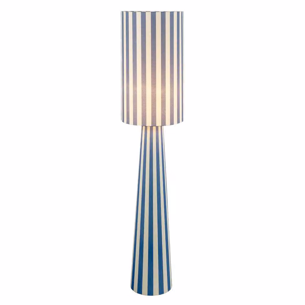 Happy Homewares Amparo Blue and Beige Fabric Floor Lamp with Cylinder Shade, Height: 130 cm – 2