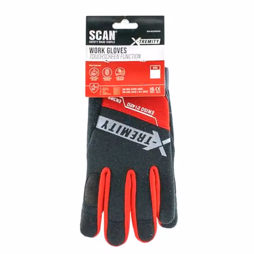 Scan SCAGLOTOUCHX Black Work Gloves with Touch Screen Function, Size XL – 6